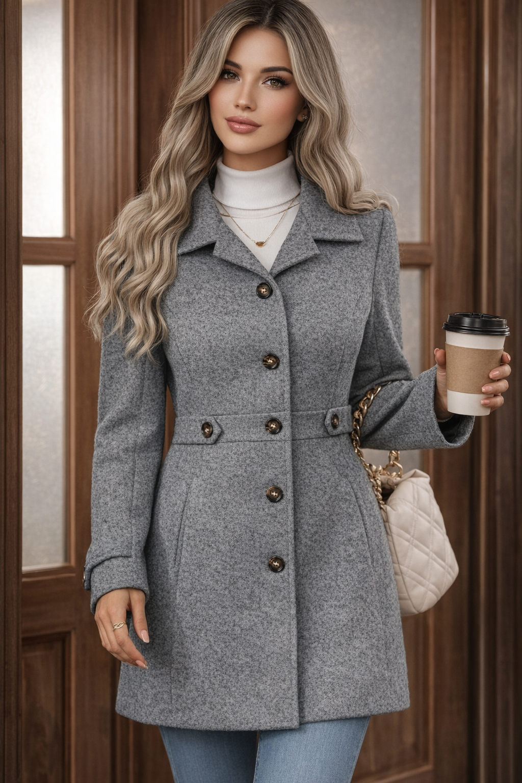 Coat “Aurora” - Cappotto Elegante Donna con Cintura